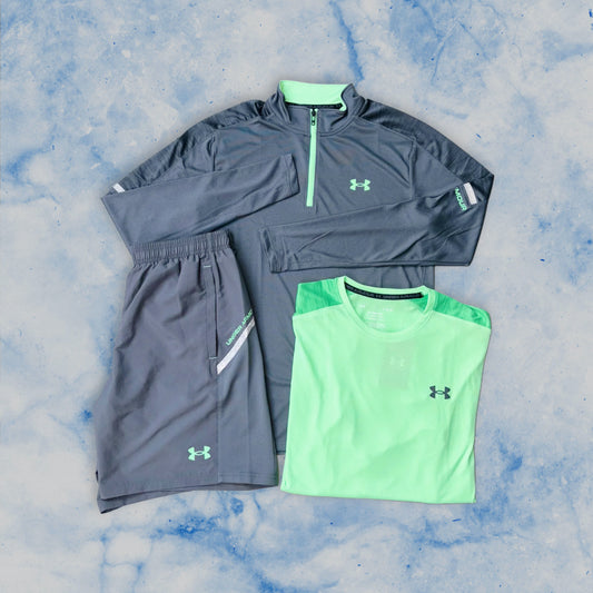 UNDER ARMOUR TECH 3-PIECE SET - GREY/GREEN