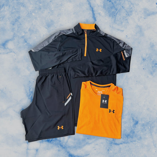 UNDER ARMOUR TECH 3-PIECE SET - BLACK/ORANGE