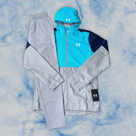 UNDER ARMOUR WINDRUNNER TRACKSUIT - AQUA/GREY/NAVY